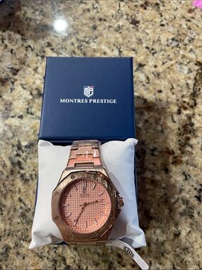 Montres Prestige Men’s Rose Gold Stainless Steel Watch